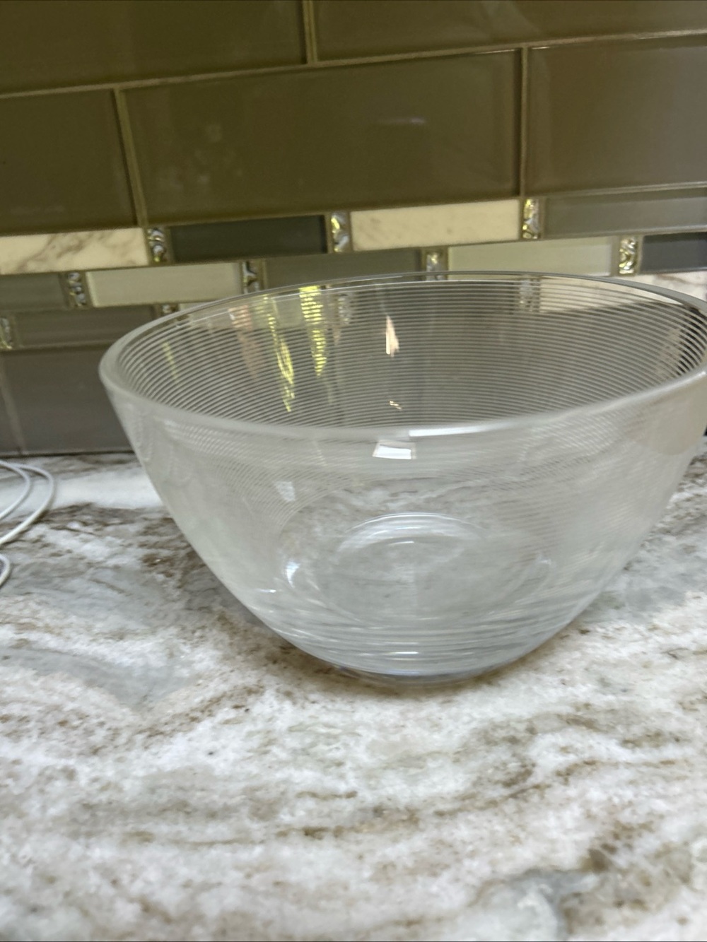 Heavy cut glassBowl Cut Spiral Band J.G. Durand Swanky Barn Retro Pyrex y2K